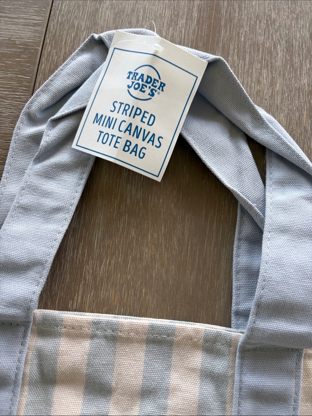 Trader Joe's Striped Canvas Tote in Light Blue and Cream - Picture 3 of 4